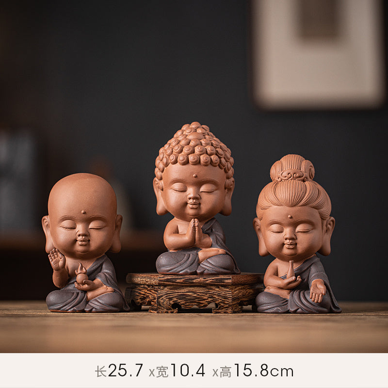 Zen purple sand small Tathagata tea pet ornaments boutique can be raised ceramic small Buddha statue tea toy tea tray tea table tea ceremony accessories