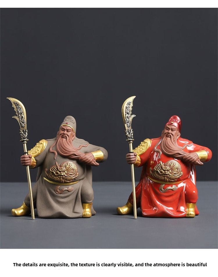 Purple sand can be used to raise the martial saint Guan Yu small ornaments home fortune-attracting boutique Guan Gong decoration tea pet tea play tea table decoration