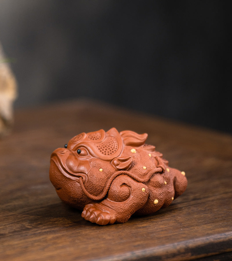 Yixing purple clay tea pet ornaments high-end purple clay three-legged golden toad fortune tea pet can be raised