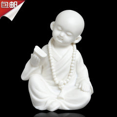 Creative boutique Dehua white porcelain Zen little monk tea pet ornaments handmade ceramic little monk home decoration