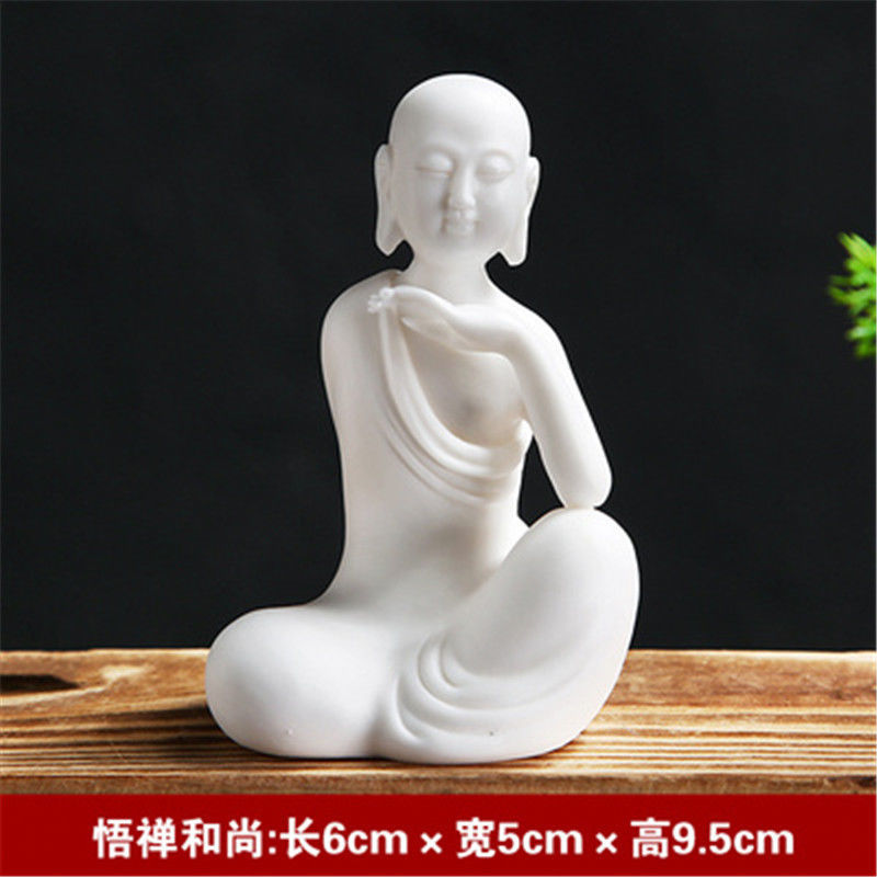 Big-bellied Maitreya Buddha tea pet ornaments boutique white porcelain vase rockery fish tank landscaping decoration tea play tea ceremony spare parts