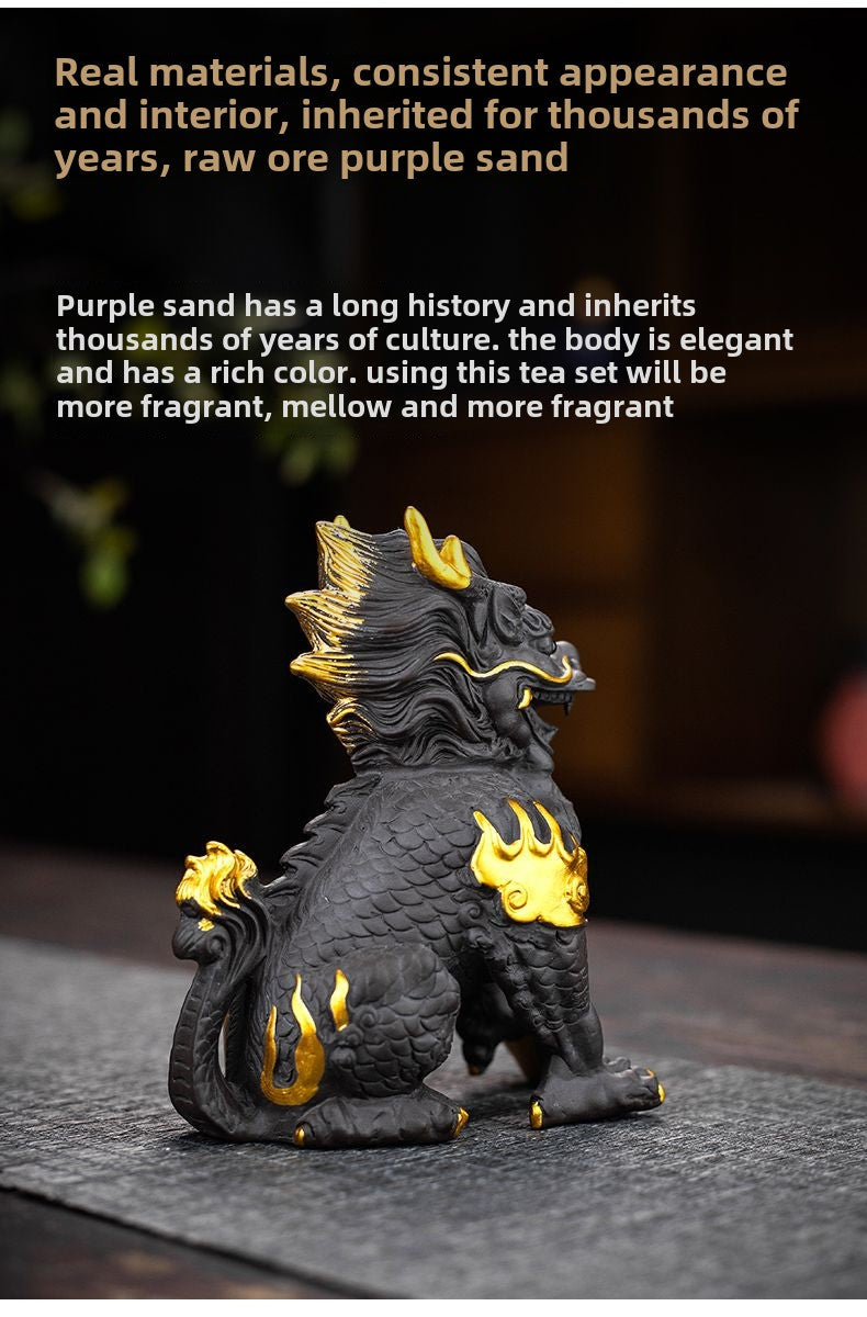 Kirin tea pet ornaments national style national trend boutique can be raised decoration auspicious beast creative home purple sand tea play tea table tea