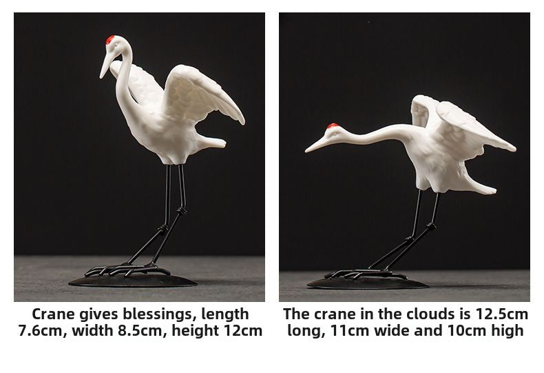 Creative ceramic crane animal ornaments home white crane decoration potted gardening fish tank landscaping Zen decoration