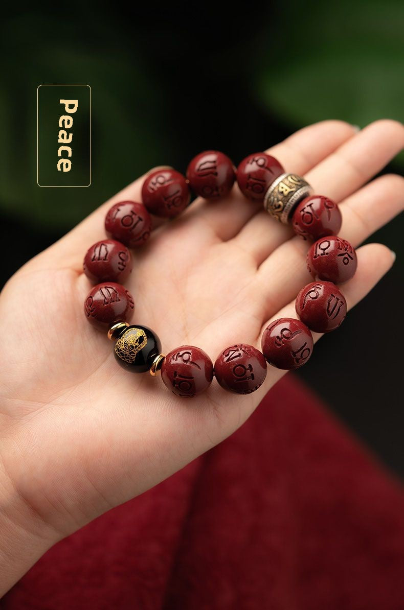 Original cinnabar bracelet Dragon Year Zodiac Year Cinnabar Dragon Transfer Buddhist beads jewelry Cinnabar original stone blood unicorn