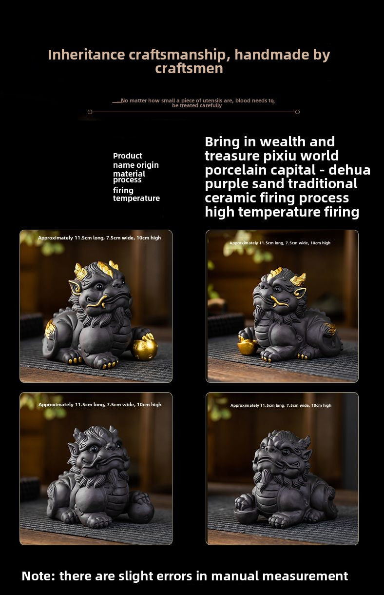 High-grade purple sand tea pet Pixiu to attract wealth and treasure ornaments can be raised tea table tea table tea ceremony ornaments purple sand ornaments