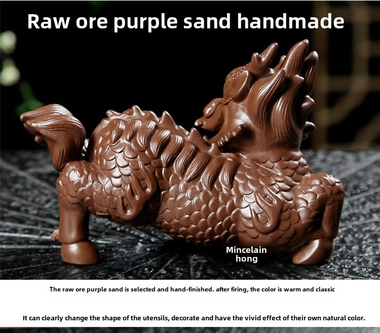 Yixing purple sand tea pet fortune ornaments unicorn boutique pure handmade kung fu tea set tea tray creative tea play can be raised