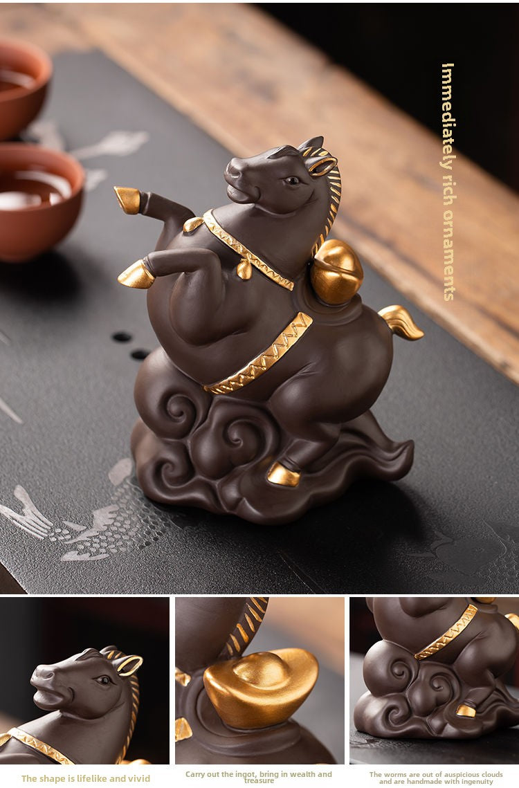 Creative twelve zodiac purple sand tea pet ornaments, you can immediately have money to raise tea ceremony boutique fortune zodiac tea set accessories