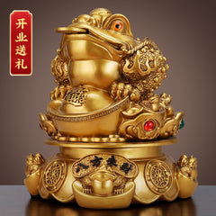 Gilded copper golden toad fortune-attracting ornaments for shops, business, golden cicada, opening gifts, office, home living room decorations