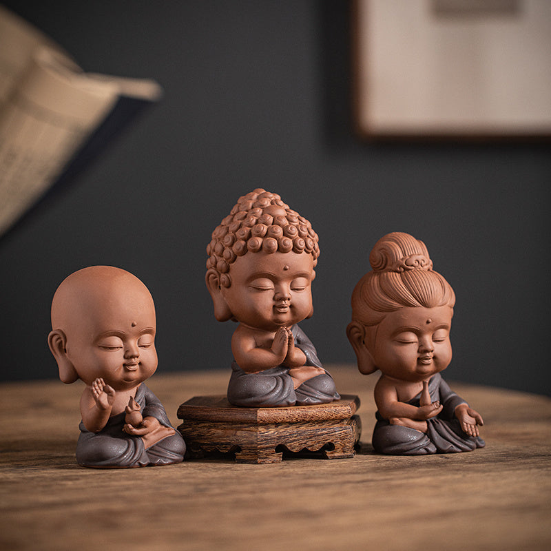 Zen purple sand small Tathagata tea pet ornaments boutique can be raised ceramic small Buddha statue tea toy tea tray tea table tea ceremony accessories