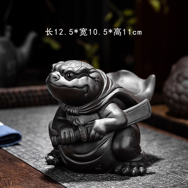 Purple sand tea pet ornaments can be used for home use to attract wealth, dragon turtle, pixiu, golden toad, office tea toys, fine tea ceremony accessories