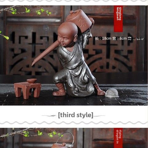 Creative Backflow Incense Kung Fu Monk Tea Master Lazy Tea Strainer Tea Filter Purple Clay Tea Pet Ornament Tea Set Accessories Tea Filter