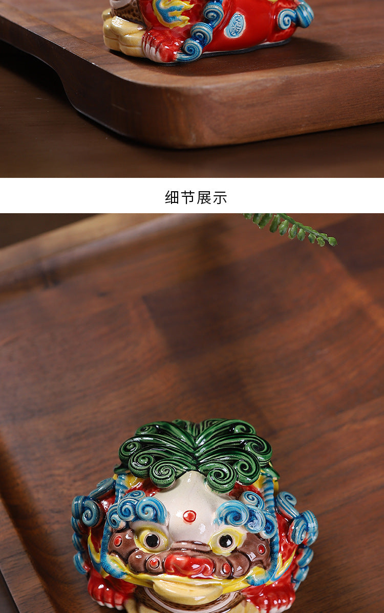 Cute cartoon golden toad Pixiu ceramic pottery tea pet ornaments tea toys can be raised in the living room tea table car