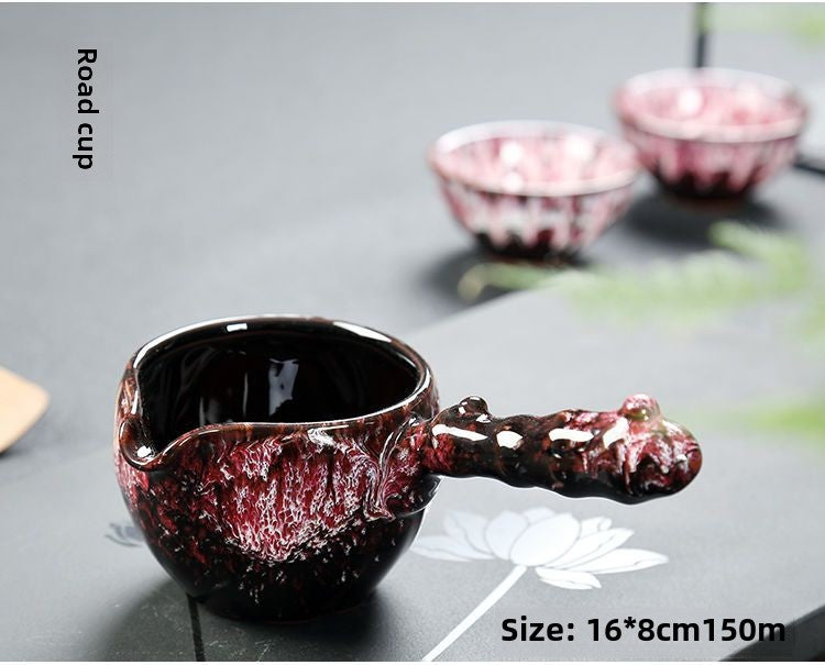 Kung Fu tea set household complete set office reception Jianzhan kiln change Jun kiln living room teapot tea cup simple