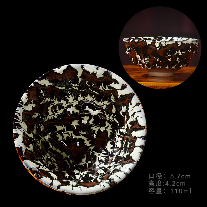 Jian kiln Jianzhan four mythical beasts blue dragon white tiger Suzaku Xuanwu tea cup shrink glaze tea cup tea set tea cup gift box