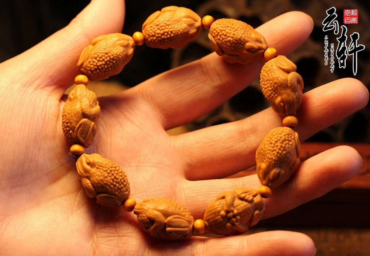 Nut carving bracelets, rich golden toad, lucky toad, olive carving bracelets for men and women, gift jewelry, free shipping