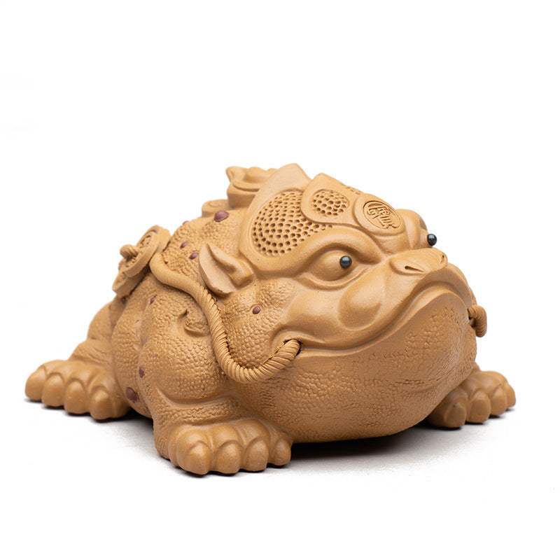 Yixing purple clay tea pet ornaments high-end purple clay three-legged golden toad fortune tea pet can be raised