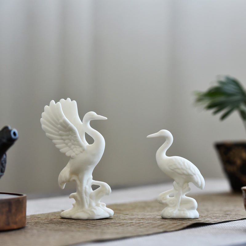 Porcelain Juyuan high-end all-porcelain white crane living room tea table tea pet ceramic ornaments crafts creative bonsai decoration crane