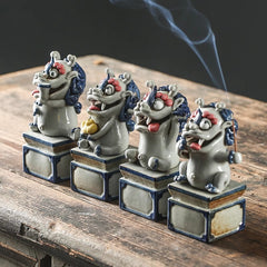 Lucky Pixiu tea pet ceramic line incense burner aromatherapy burner boutique can be raised handmade incense holder creative home accessories incense