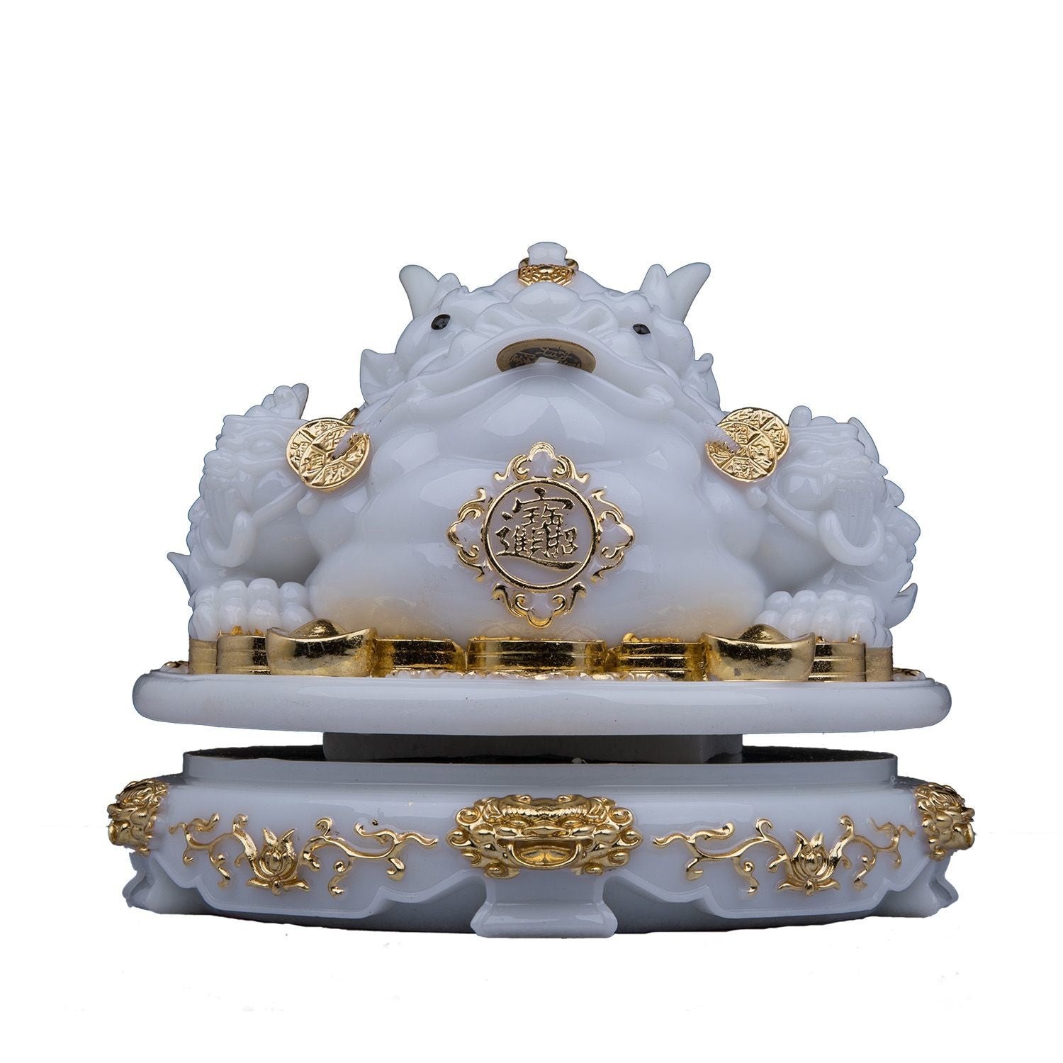 Overlord Golden Toad Ornaments White Marble Fortune-bringing Golden Toad Golden Cicada Rotatable Office Store Opening Gift Ornaments