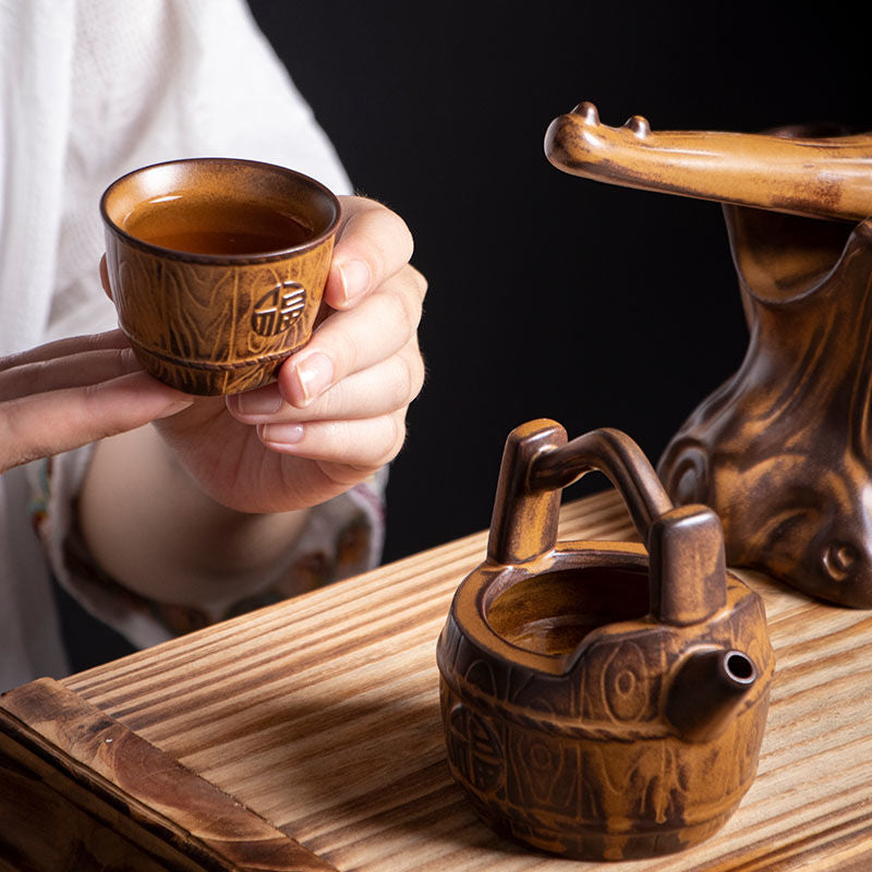 [Modern Chinese style] Special price lazy fully automatic Kung Fu tea set for home drinking tea, high-end, simple, retro, creative, ceramic, anti-scalding