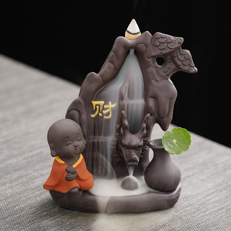 Creative tea pet purple sand backflow incense burner tea ceremony home indoor mountain stream incense ornaments sandalwood agarwood incense