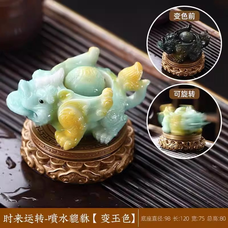 High temperature color change, good luck, water spraying Pixiu tea pet ornaments, tea pet fun, Kung Fu tea set accessories gift box