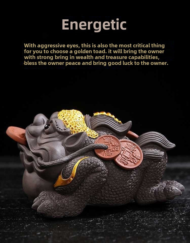 Purple sand tea pet ornaments can be used for home use to attract wealth, dragon turtle, pixiu, golden toad, office tea toys, fine tea ceremony accessories