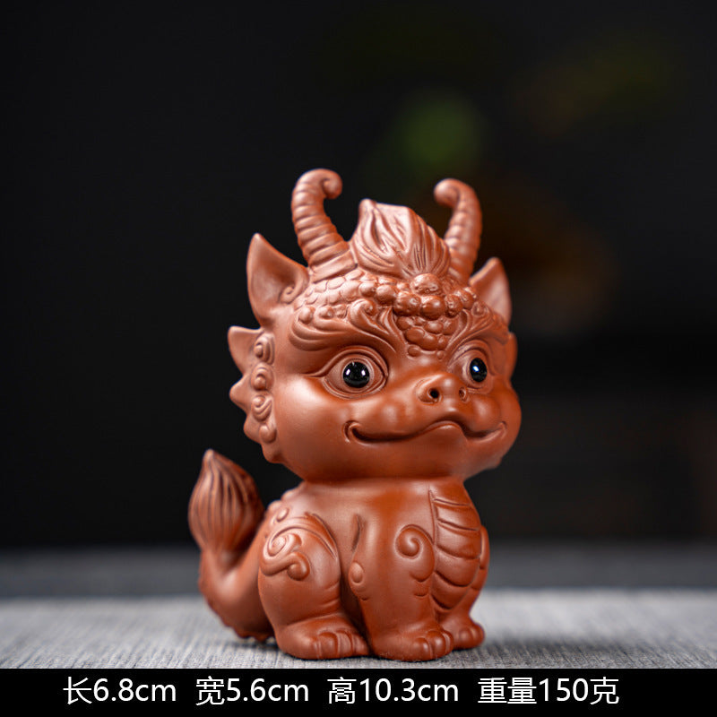 [Exquisite workmanship] Zisha tea pet dragon ornaments can attract wealth and can be used to raise fine tea and play with dual-purpose tea tables, personalized twelve zodiac dragon tea pet ornaments