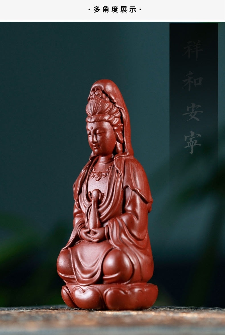 Yixing Premium Purple Clay Guanyin Bodhisattva Tea Pet Ornament Tea Set Cultivable Buddha Statue Pure Handmade Tea Play Carved Buddha Statue