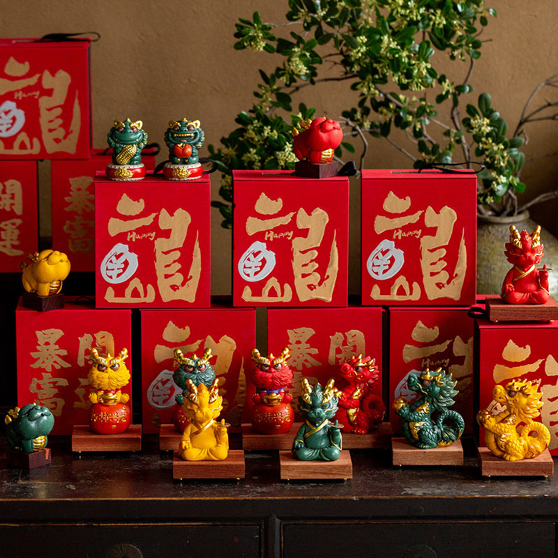 Creative twelve zodiac auspicious dragon fortune home desktop decorations tea table tea pets dragon year mascot