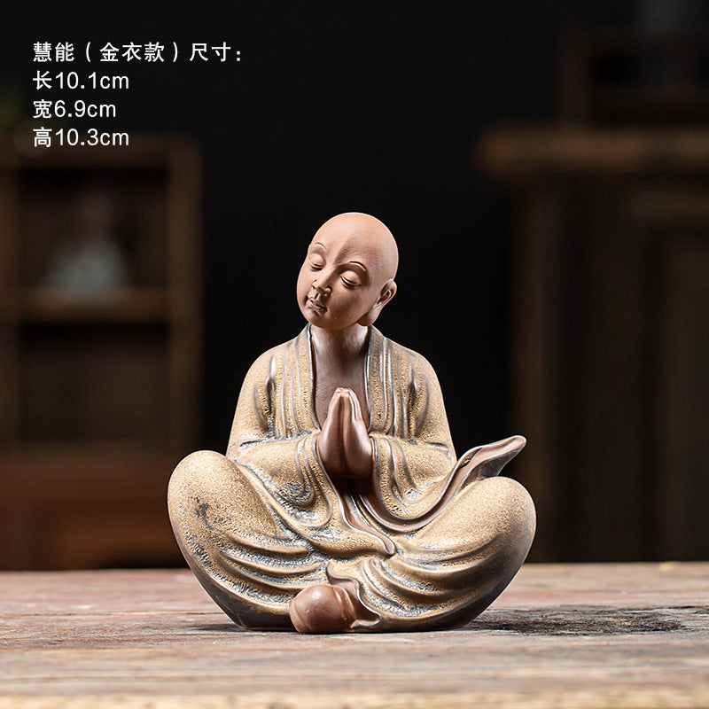 Little monk Zen tea pet ornaments creative purple sand personality little monk tea table decoration tea ceremony check plate decoration