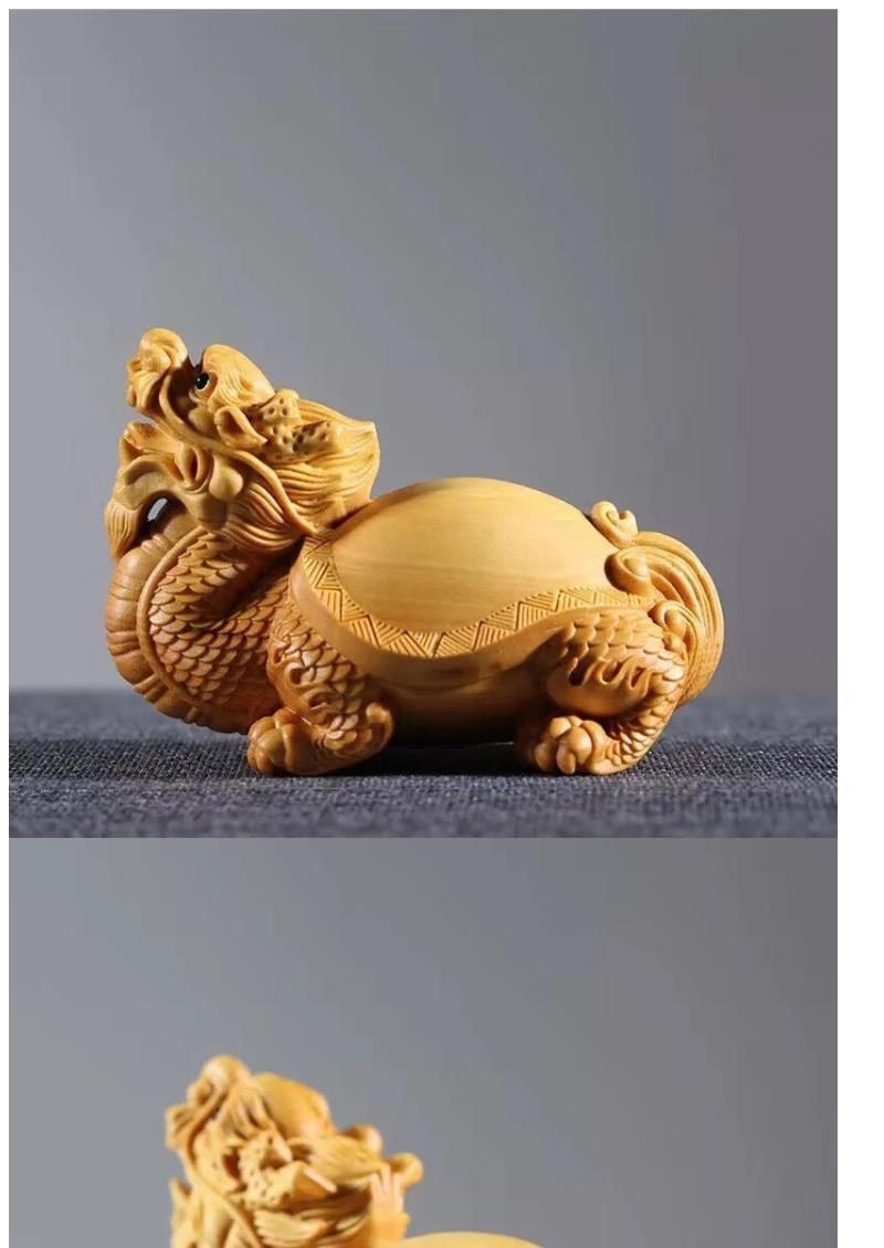 Small-leaf boxwood hand-held play fine wood carvings to attract wealth and fortune auspicious beast carvings dragon turtle tea pet car ornaments