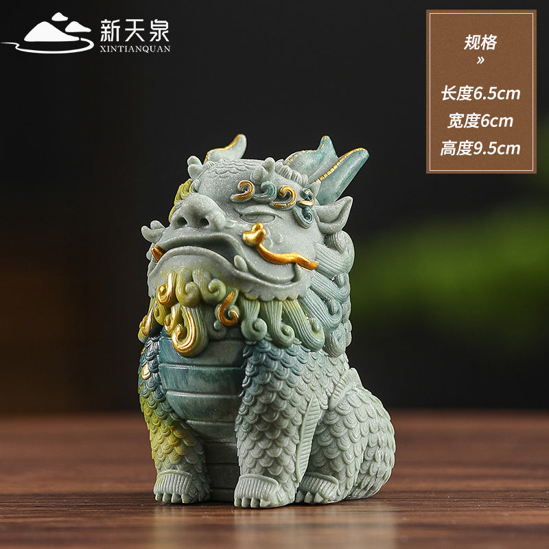 Sandstone lucky Pixiu desktop ornaments God of Wealth office workstation decoration desktop national trend ornaments Kirin cute