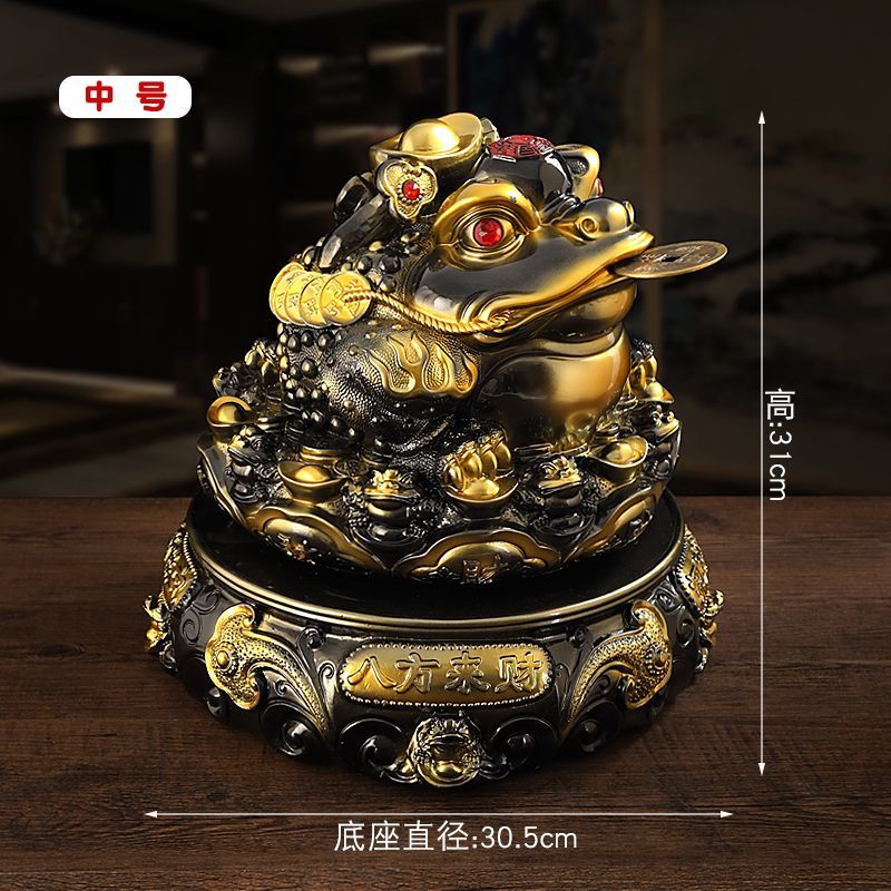 Lucky Golden Toad Ornaments Rotating Three-legged Toad Entrance TV Cabinet Office Decoration Shop Opening Hotel Gift