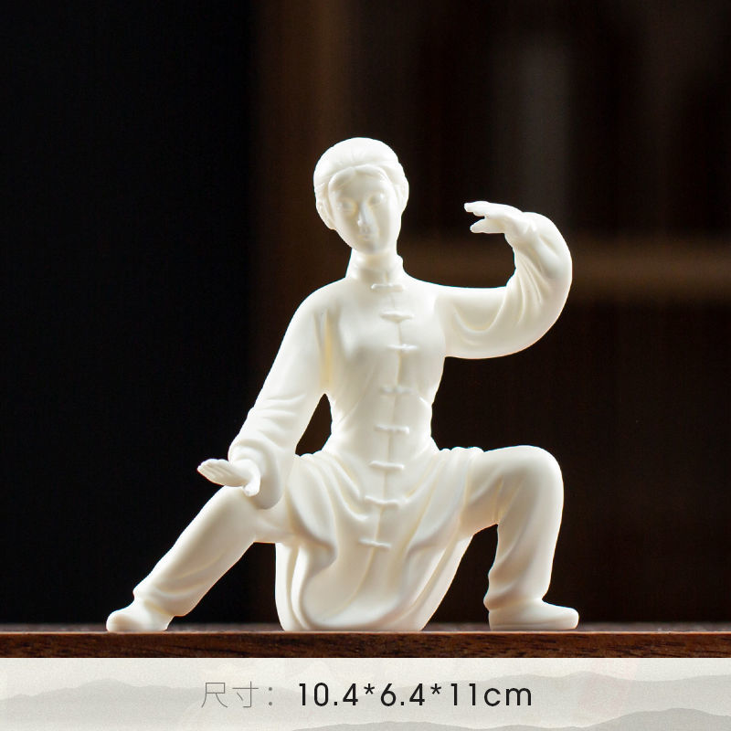 Yuxuan Zen white porcelain tea pet ornaments Tai Chi figure shape tea set accessories tea toys tea table tea art decoration