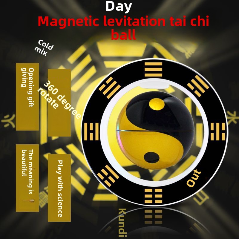 Tai Chi ball magnetic suspension ornaments rotating fortune-attracting eight trigrams feng shui ball porch room office energy ball opening gift