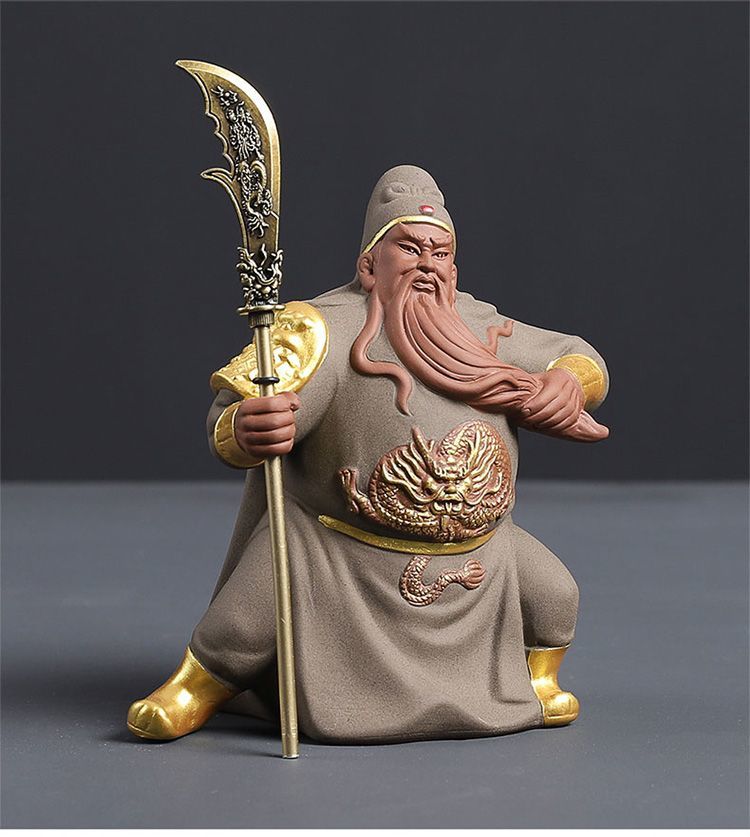 Purple sand can be used to raise the martial saint Guan Yu small ornaments home fortune-attracting boutique Guan Gong decoration tea pet tea play tea table decoration