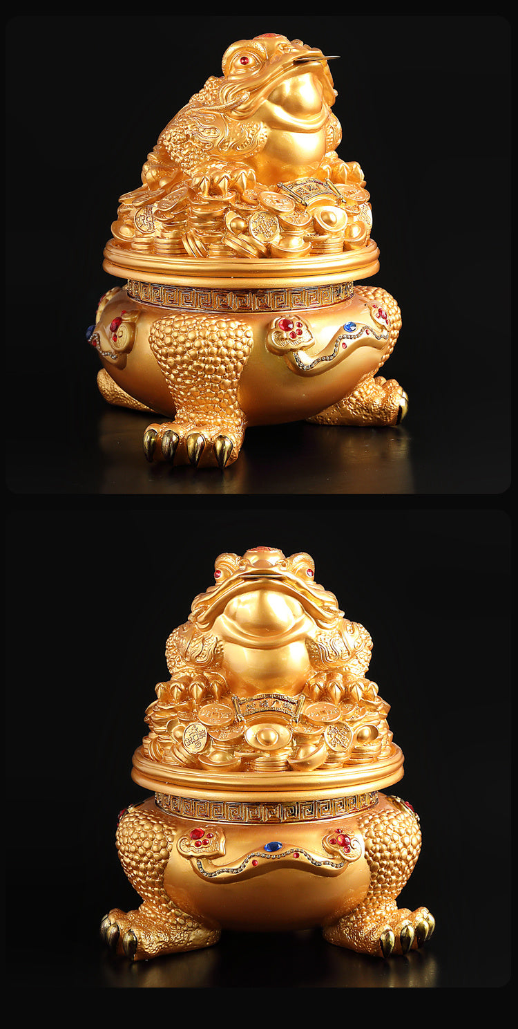 Golden toad fortune-bringing ornaments three-legged golden cicada opening gift shop office wine cabinet TV cabinet decoration