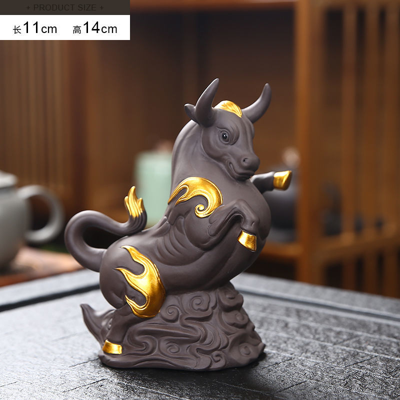 Purple clay zodiac ox fortune tea pet boutique can be raised ox year home gift decoration ornaments tea toys tea set spare parts