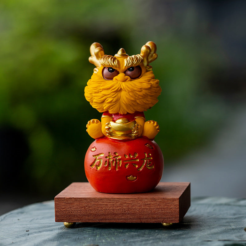 Creative twelve zodiac auspicious dragon fortune home desktop decorations tea table tea pets dragon year mascot