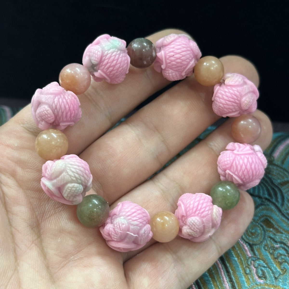 New hot-selling Yanyuan colorful agate fashion trend bracelet high-end dragon turtle atmospheric couple bracelet round beads 15mm