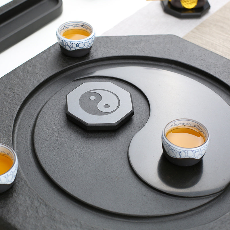 Tai Chi Bagua Wujin Stone Tea Tray Natural Raw Stone Round Stone Tea Sea Tea Set Home Integrated Stone Tea Tray Dual Use