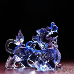 A pair of lucky Pixiu glass ornaments for home shop office living room gift decoration housewarming crafts opening