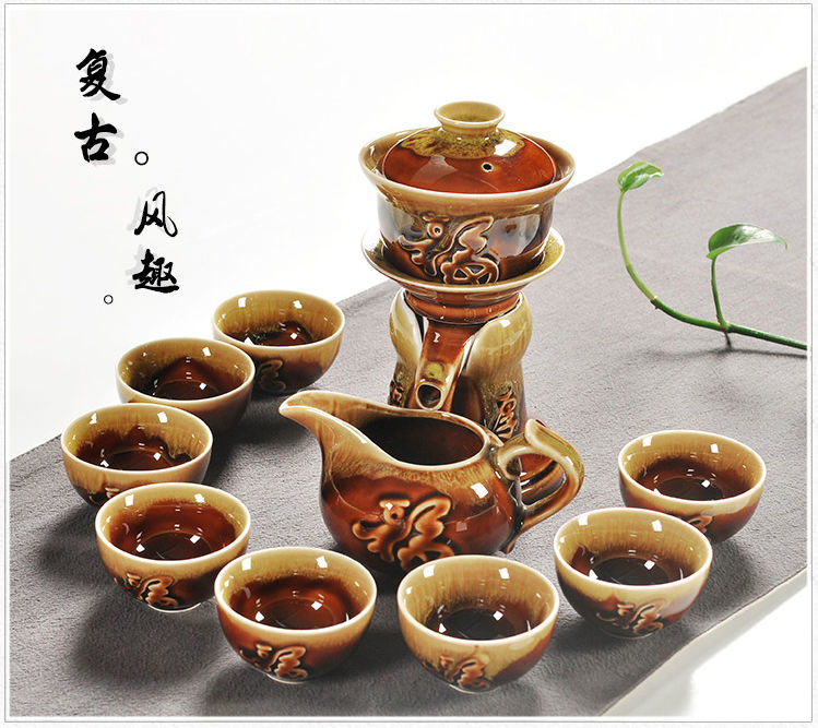 Tea set small set home simple ceramic kung fu tea cup a complete set of Internet celebrity lazy full-automatic tea maker high-end