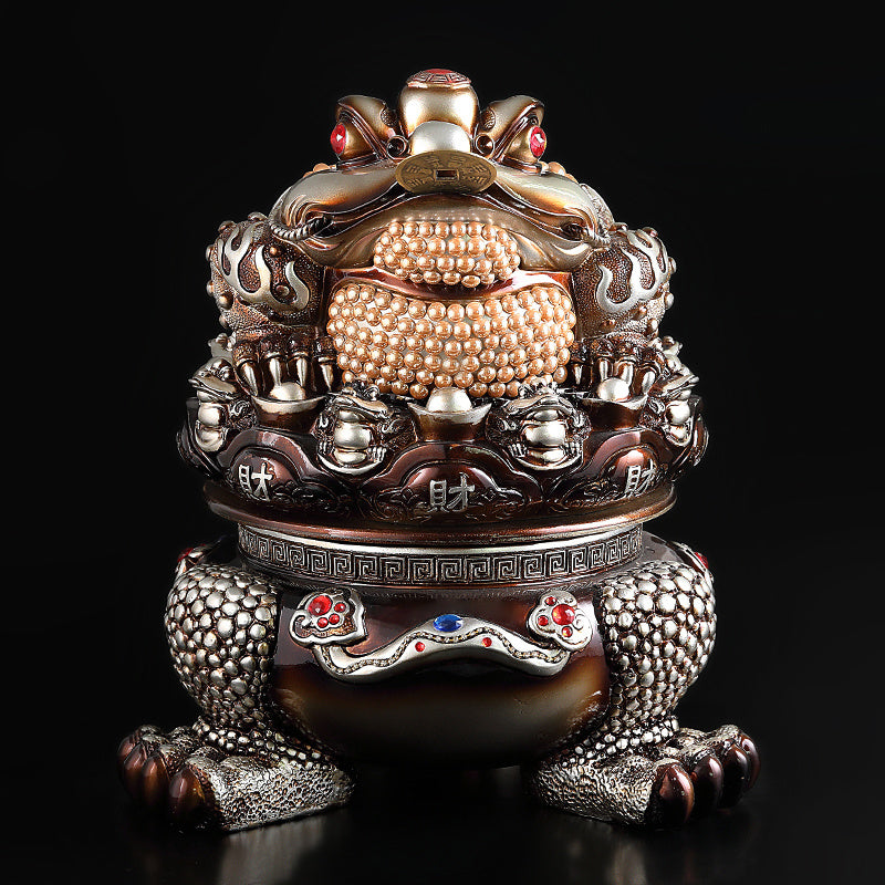 Golden toad fortune-bringing ornaments three-legged golden cicada opening gift shop office wine cabinet TV cabinet decoration