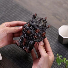 Ancient Trade Kiln Purple Pottery Fire Kirin Tea Pet Ornaments Boutique Can Be Raised High-end Fortune Beast Tea Table Tea Table Ornaments Tea Toys