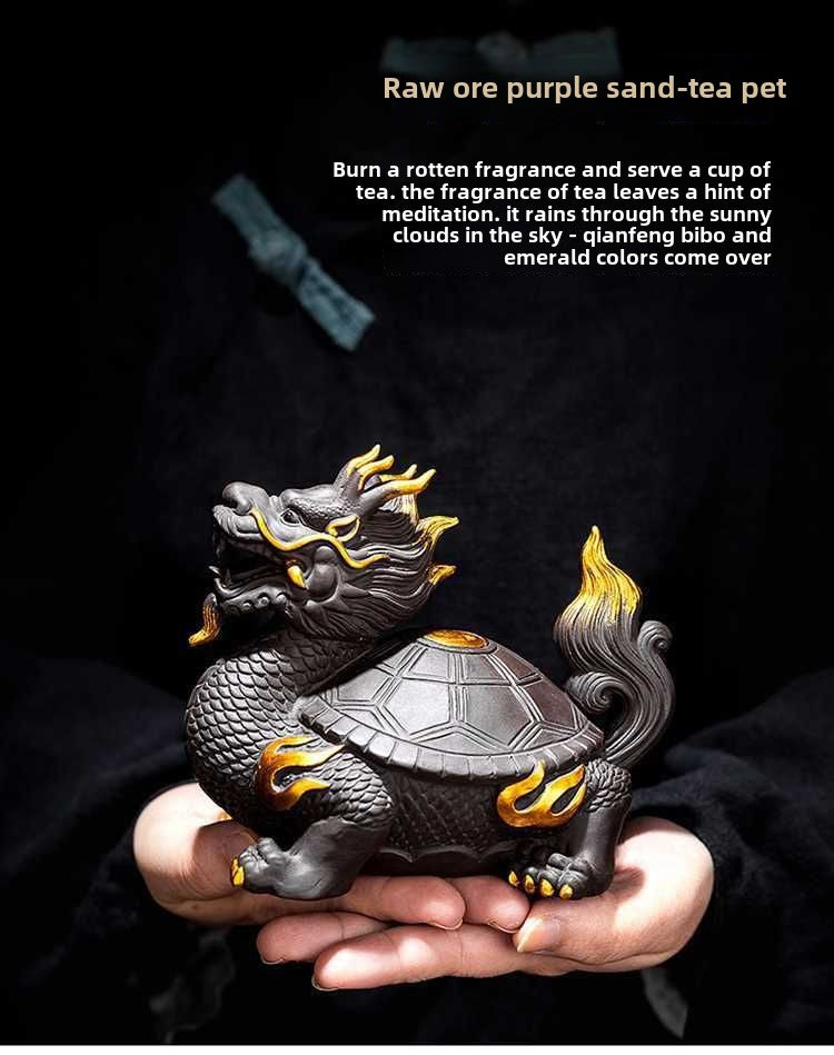 Purple sand tea pet ornaments can be used for home use to attract wealth, dragon turtle, pixiu, golden toad, office tea toys, fine tea ceremony accessories