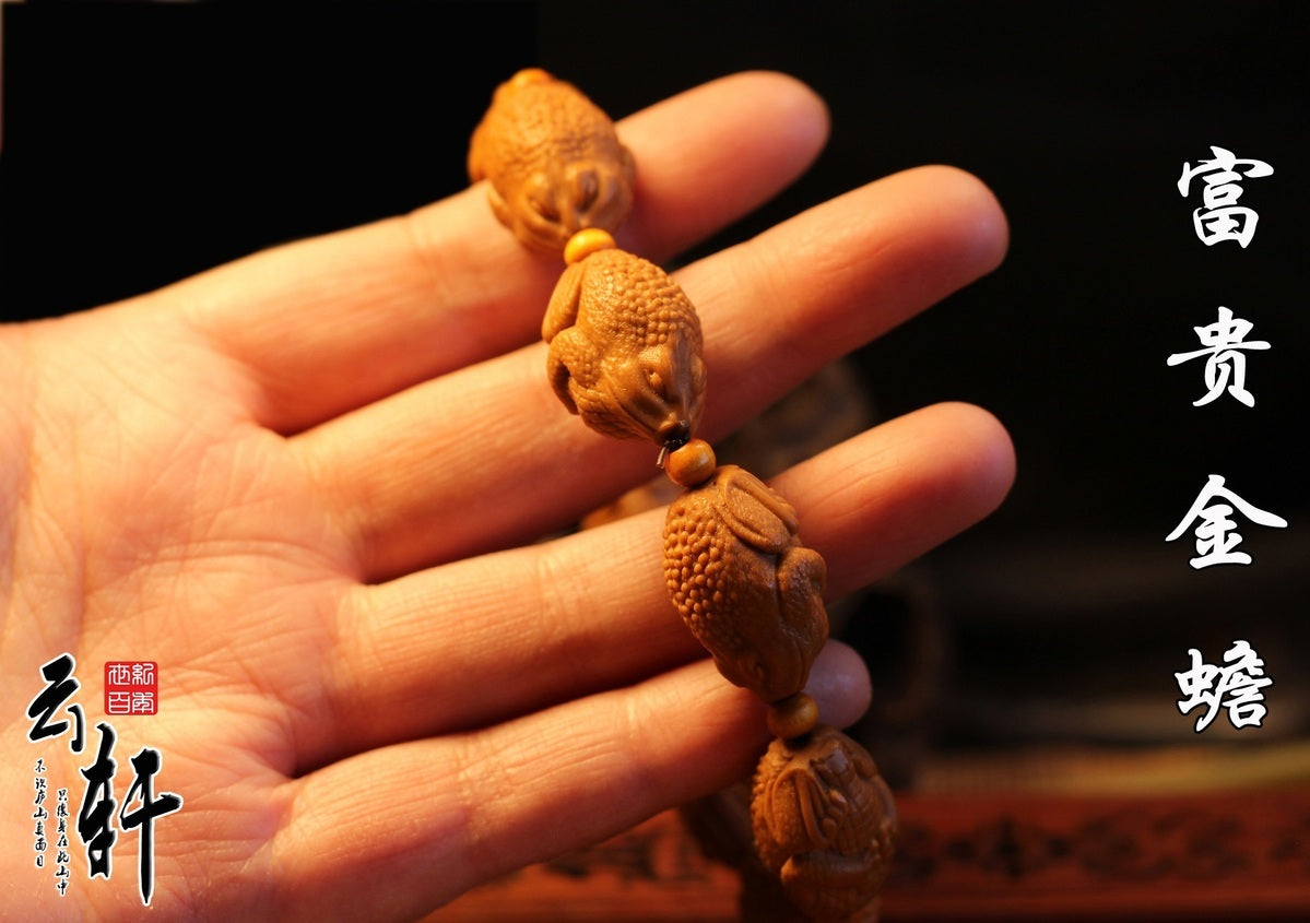 Nut carving bracelets, rich golden toad, lucky toad, olive carving bracelets for men and women, gift jewelry, free shipping