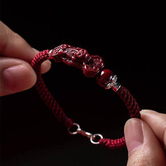 Kirin blessing bracelet men's red rope bracelet hand-woven zodiac year cinnabar transfer bracelet men and women