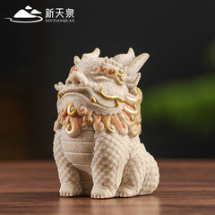 Sandstone lucky Pixiu desktop ornaments God of Wealth office workstation decoration desktop national trend ornaments Kirin cute